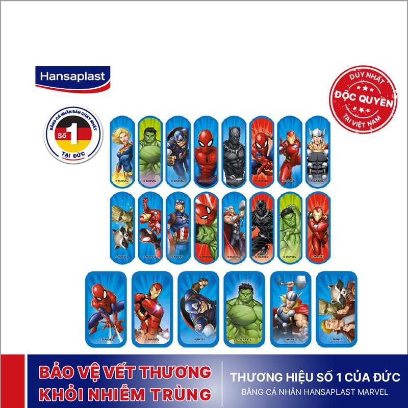 Băng cá nhân Hansaplast Marvel (gói 10 miếng) - Độc quyền duy nhất tại Việt Nam - Thương hiệu của Đức