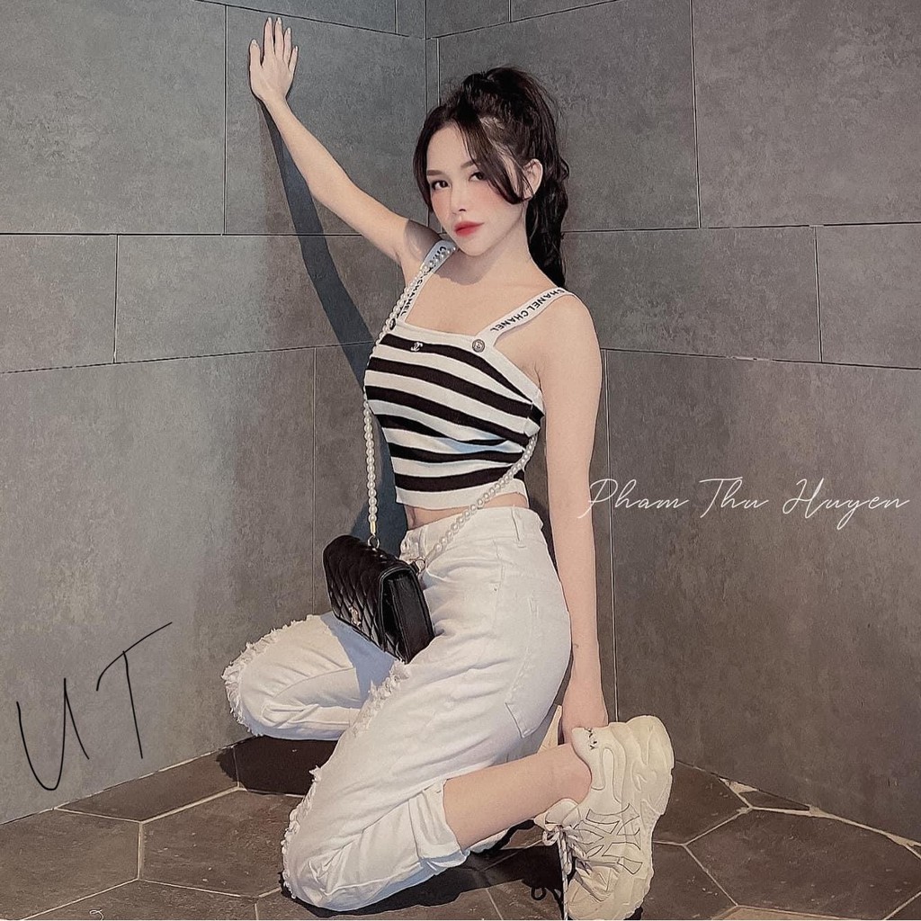 Áo 2 dây kẻ len mỏng co giãn sexxy dáng ôm, Áo len kiểu hai dây tôn dáng AS081 - NhiNhi Shop | BigBuy360 - bigbuy360.vn