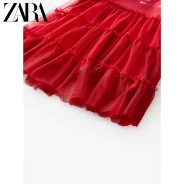 Váy ZARA đỏ mickey chân ren size 5-14years