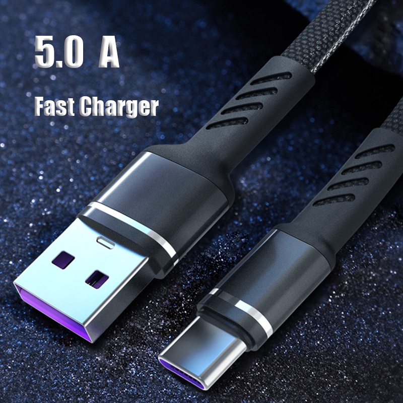 Dây Cáp Sạc Nhanh 5a 1m Cổng Usb Type-c Bằng Denim Bện Vải Denim Cho Điện Thoại Android Loại c