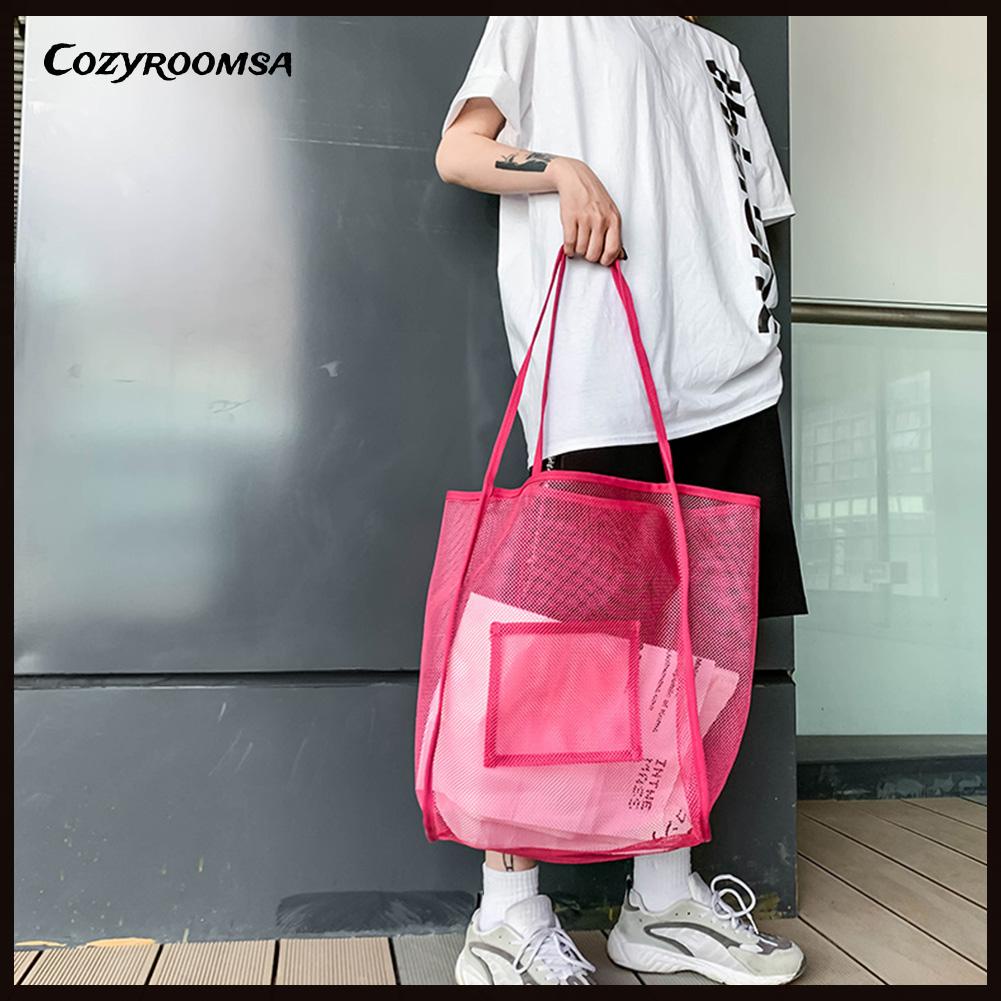Túi Xách Thể Thao Cỡ Lớn Phối Lưới Thời Trang Đi Biển Cho Nữ