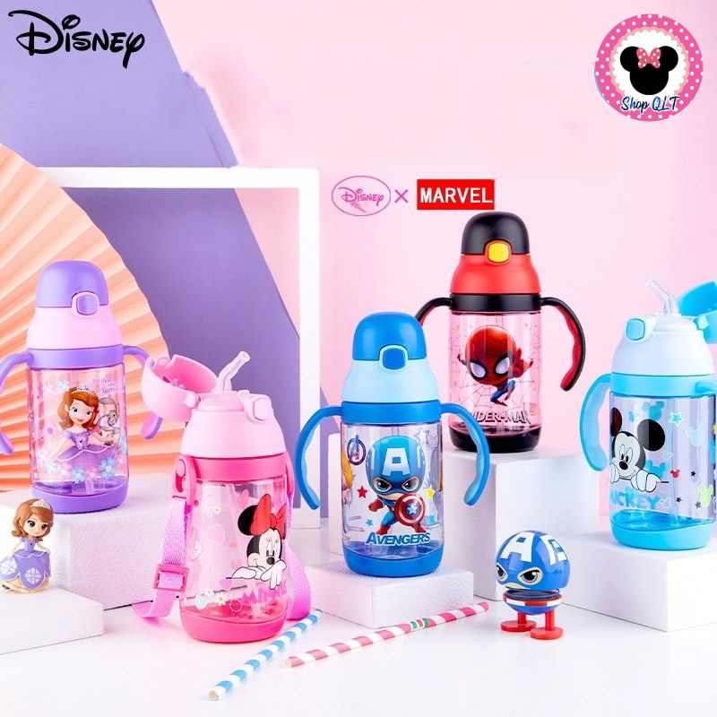 Bình Nước hãng DISNEY cho Bé . Có 2 tay cầm và ống hút [Ảnh thật, Hàng sẵn]