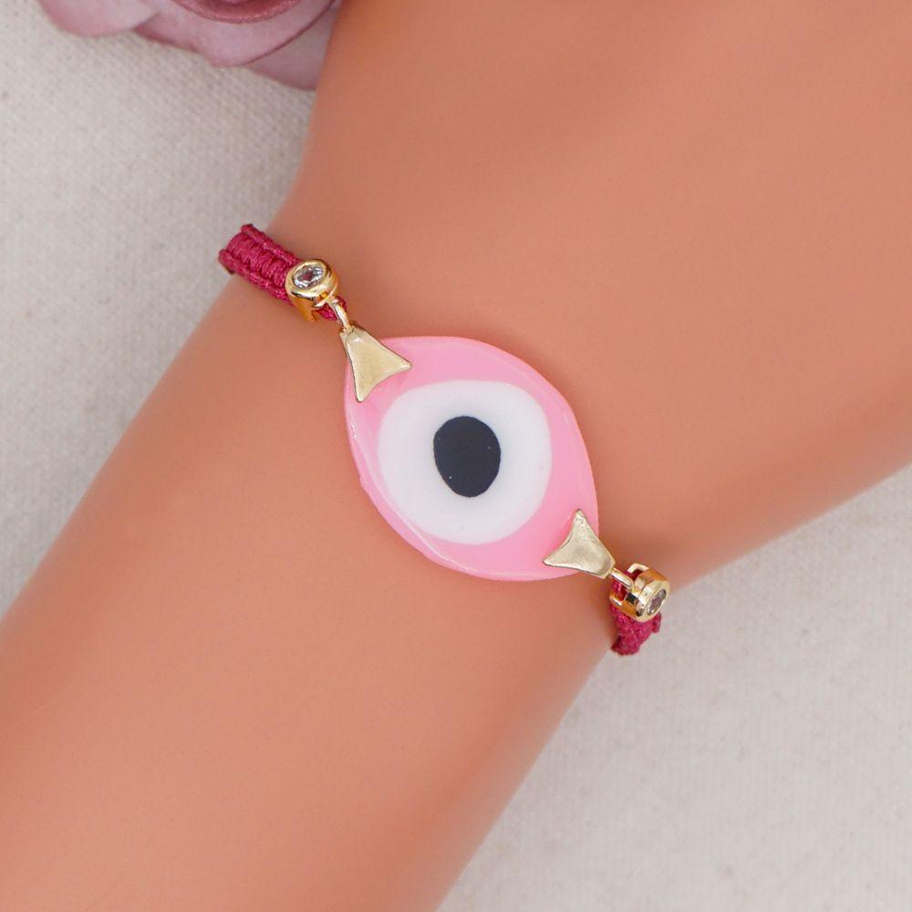 Vòng Tay Dây Bện Phối Mặt Hình Mắt Quỷ Acrylic Phong Cách Bohemian WMES15H Thời Trang Cho Nữ