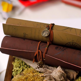 Túi Da Đựng Bút, Viết, Cọ Vintage Bản Đồ Kho Báu