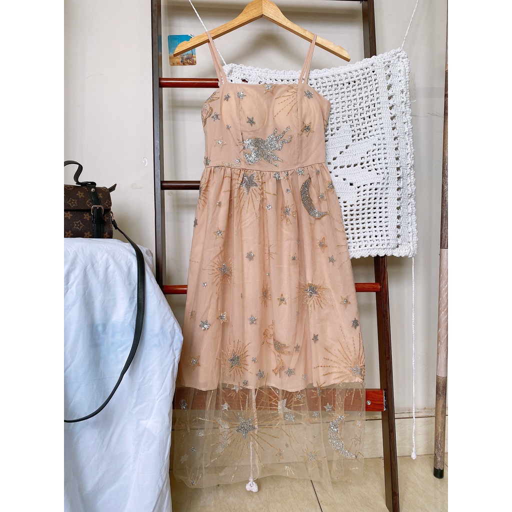 Đầm secondhand 2 dây kim tuyến