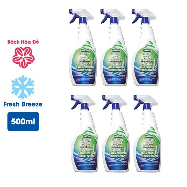 Combo 6 chai Dung Dịch Xịt Diệt Khuẩn Bề Mặt GREEN CROSS A2 500ml/chai