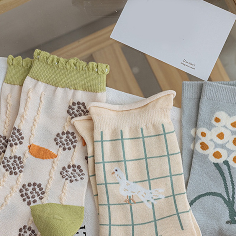 Xixi Vớ Cotton Cổ Cao In Họa Tiết Hoa Nhiều Màu Sắc Phong Cách Harajuku Nhật Bản Thời Trang Xuân Hè Cho Nữ
