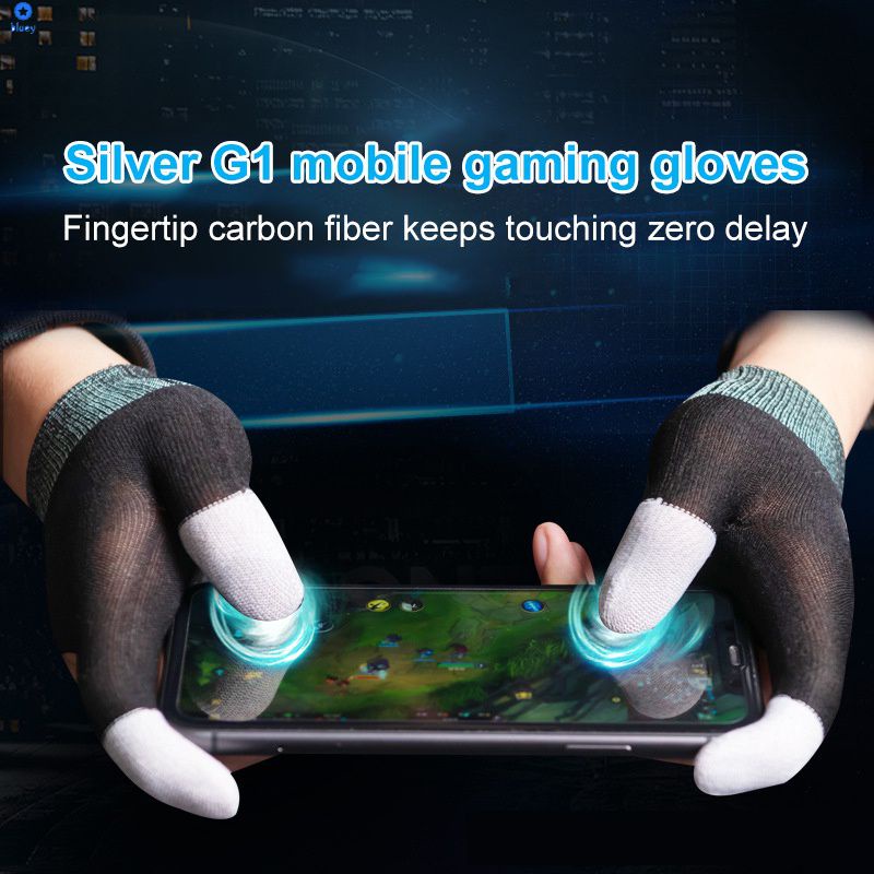 Chơi Game Găng Tay Thấm Mồ Hôi Và Thoáng Khí Ngón Tay Bao Ngón Tay Cảm Ứng Độ Nhạy Cao Nano Bạc Chất Liệu Sợi Hỗ Trợ Tất Cả Các điện Thoại Di Động 【Bluey】