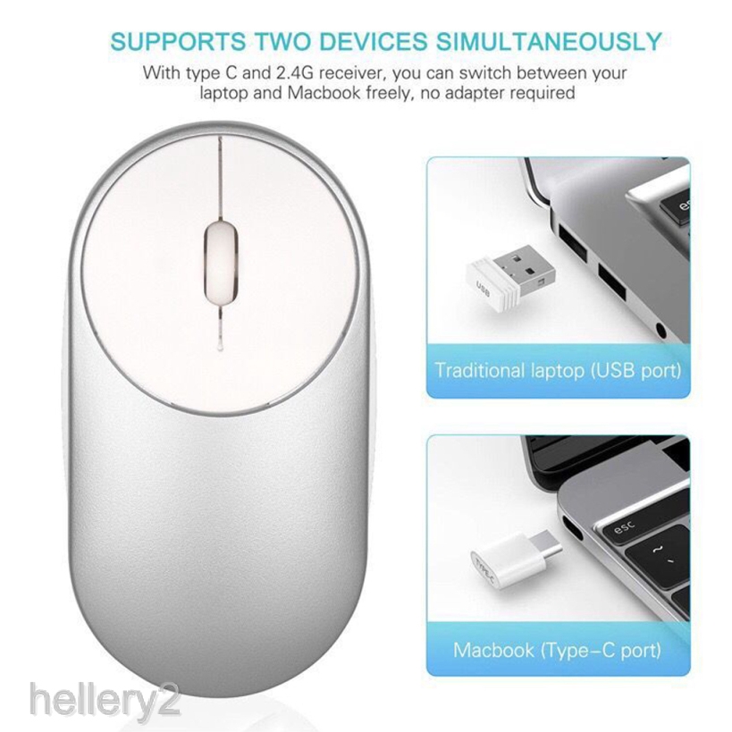USB Type-c Wireless Mouse Silent Click Dual Mode Working Gaming for Laptop