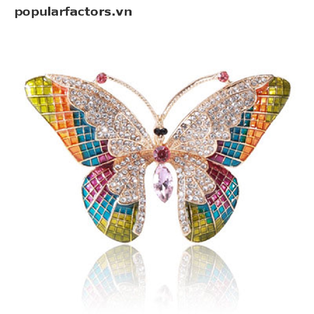 Ghim Cài Áo Hình Bướm Lớn Tráng Men Đính Đá Cho Nữ [VN]