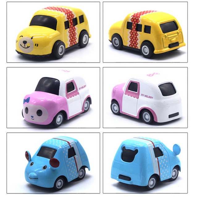 BỘ VĨ 6 XE ĐỒ CHƠI MINI HOẠT HÌNH CHẠY TRỚN, QUÁN TÍNH