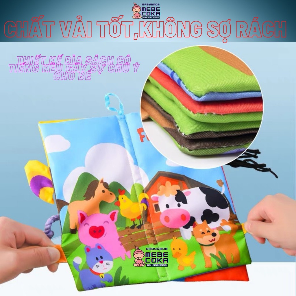 Sách vải cho bé ,sách vải giáo dục họa tiết bán 3D kích thích thị giác, nhiều chủ đề vừa học vừa chơi