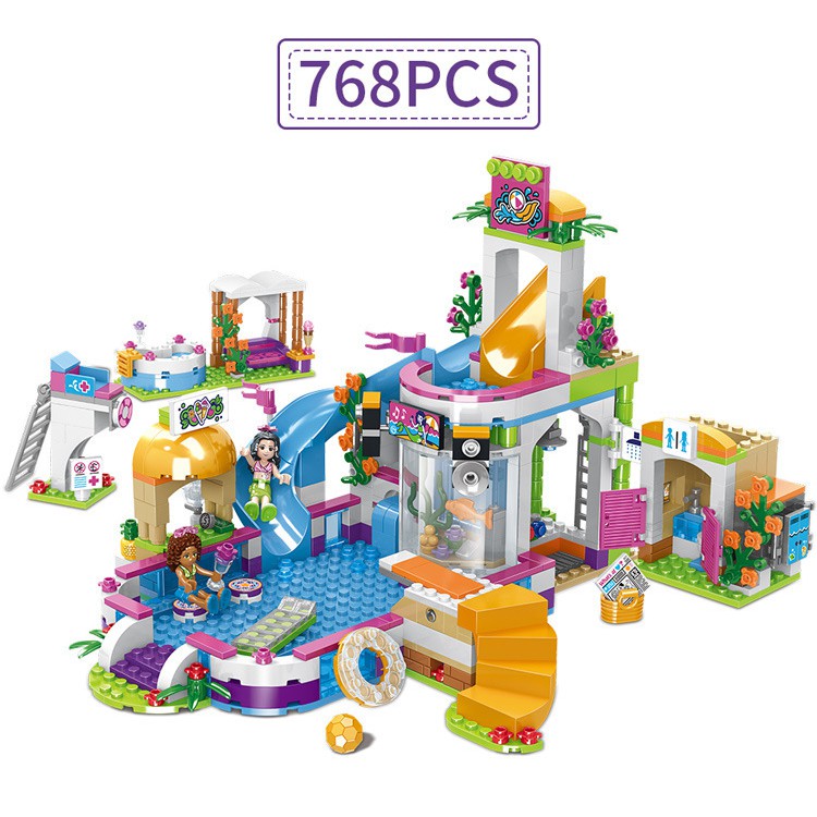 (sẵn hàng 768 mảnh) Đồ chơi xếp hình lắp ráp Đồ chơi lego bé gái lego friends khu vui chơi mùa hè 3010