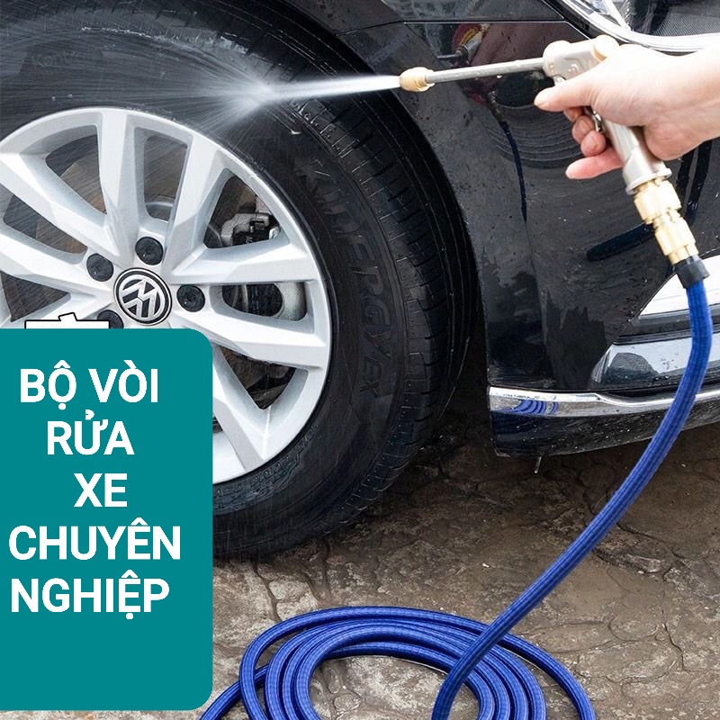 Vòi rửa Xe Tăng Áp , Vòi Tưới Cây Dây Co Dãn Dài 7.5M - 15M - 22M - 30