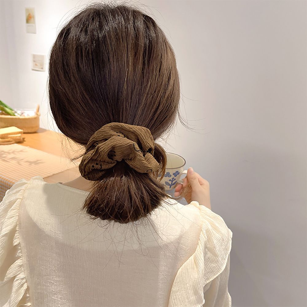 Dây buộc tóc vải in hình mặt cười phong cách Hàn Quốc đơn giản dễ thương cho nữ