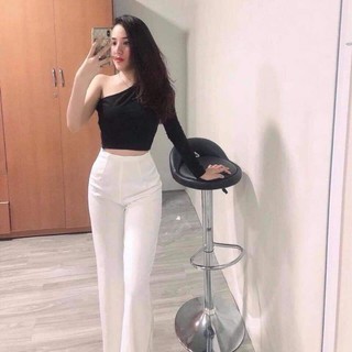Áo thun gân lệch vai