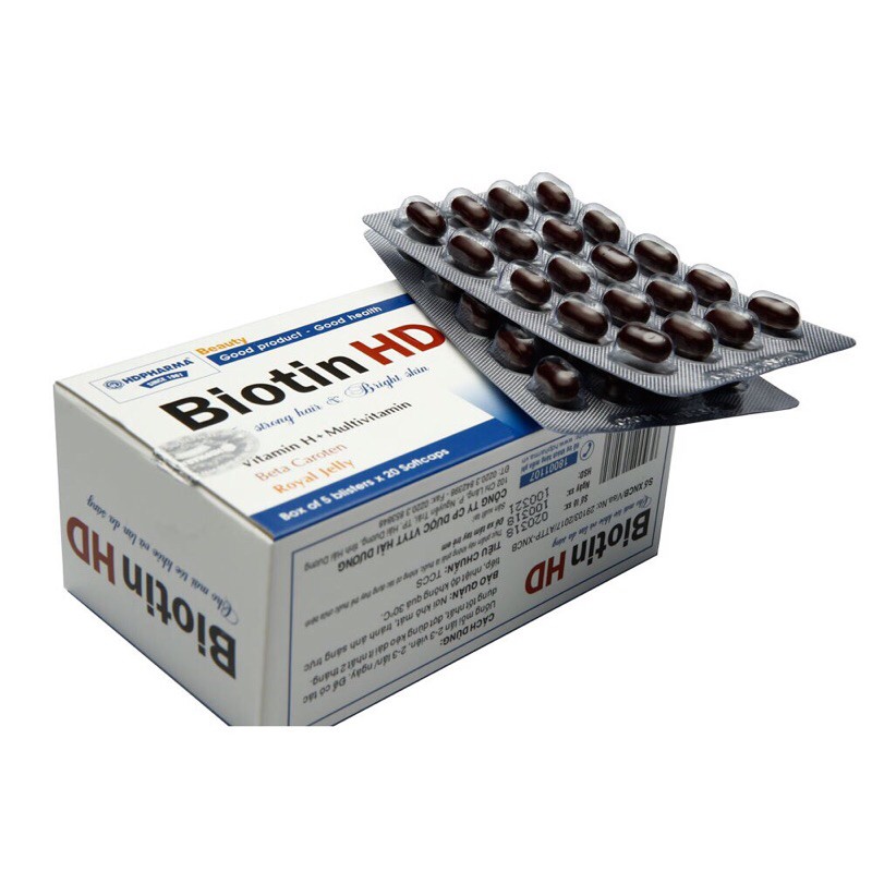 Viên uống Biotin HD giúp cho mái tóc khỏe và làn da sáng- hộp 100 viên