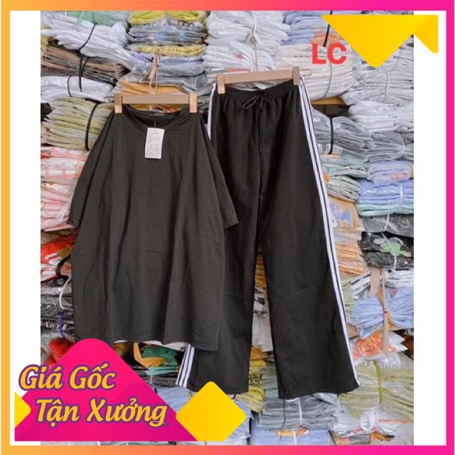 Bộ phông trơn+ quần sọc rộng