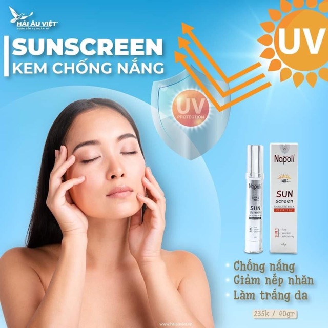 Kem Chống Nắng Phân Tử Nước  Napoli ⚡️Chính Hãng⚡️Chống Nắng Cao Cấp Sun Screen Napoli - Siêu Phẩm Chống Nắng