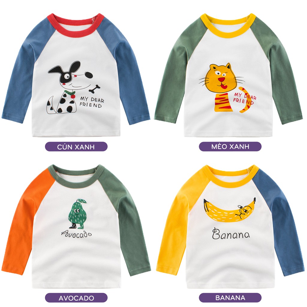 Áo thun bé trai dài tay 27KIDS áo thun cho bé in hình đáng yêu chất cotton hàng xuất Âu Mỹ | WebRaoVat - webraovat.net.vn