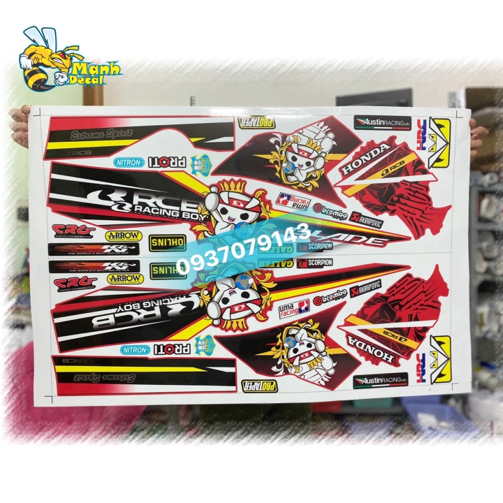 Ten rời xe honda wave blade 110 dán xe đỏ