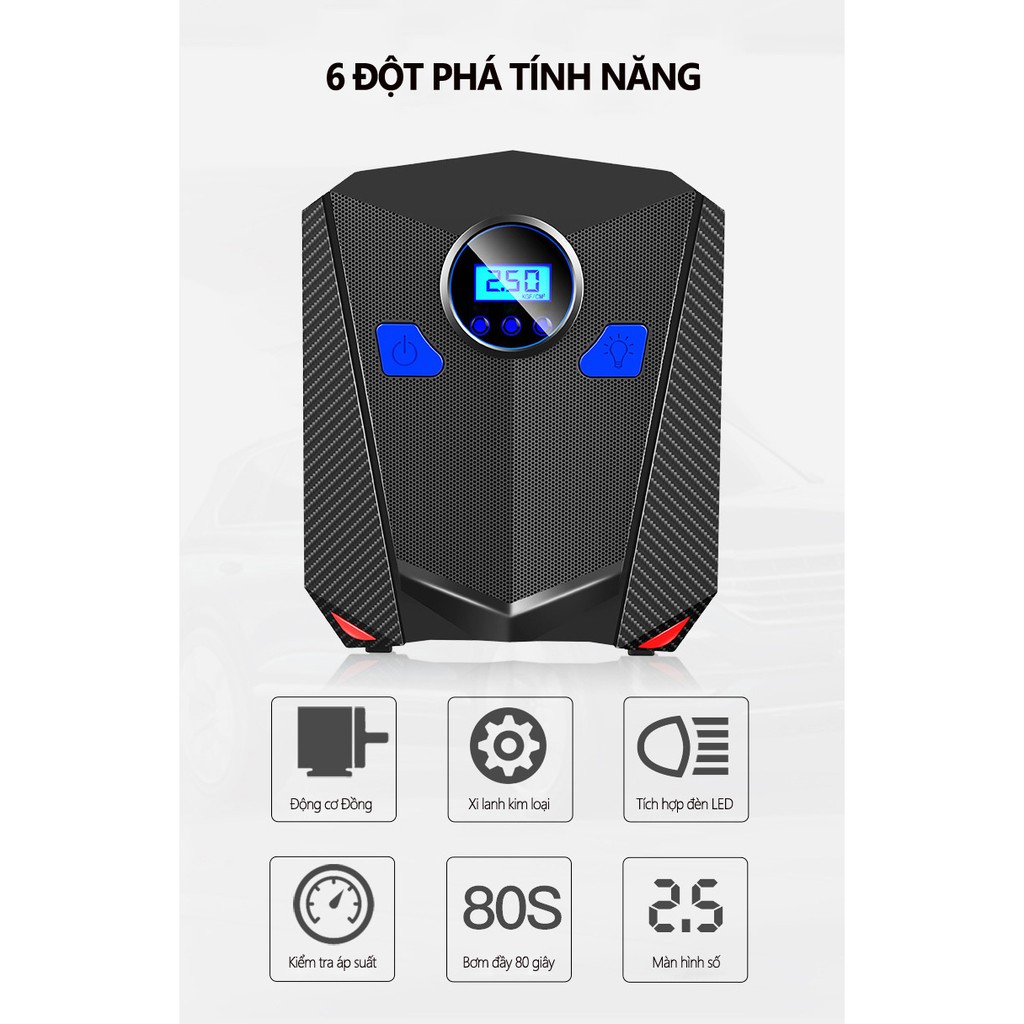 Máy bơm lốp xe hơi (ô tô) tự ngắt khi đầy hơi - Aikesi R5501