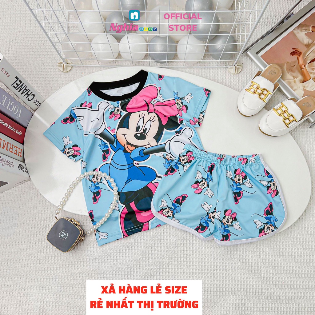 Đồ bộ bé gái quần đùi áo ngắn tay NGHĨA BABY dành cho bé từ 10kg-40kg