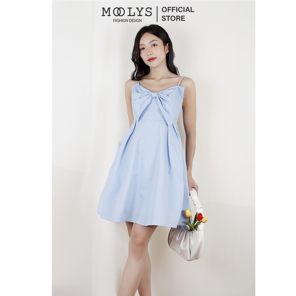 Đầm hai dây đính nơ dễ thương Moolys MD007