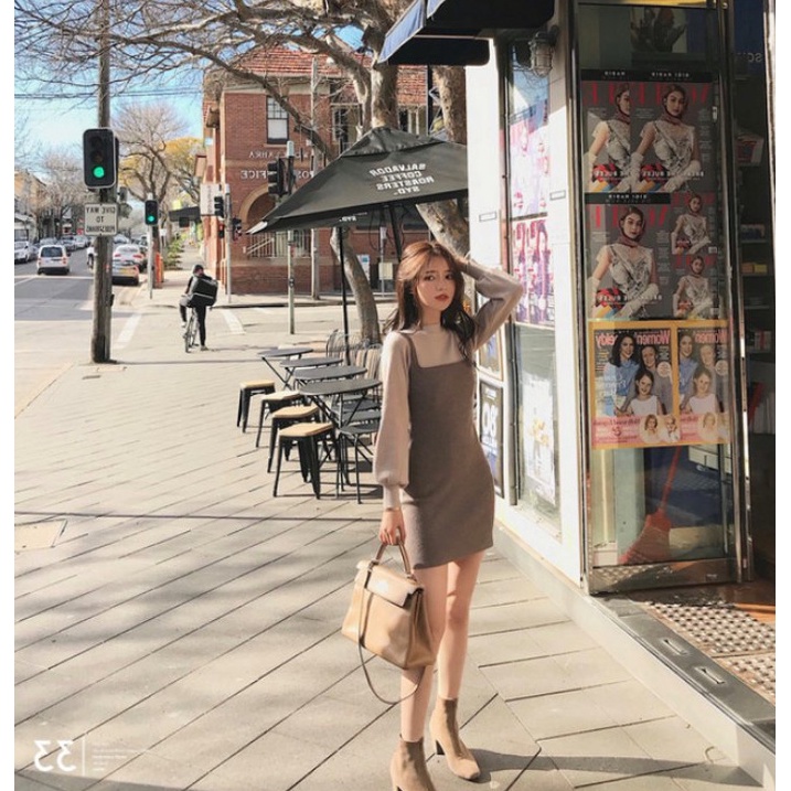 Váy nữ đẹp🌸FREESHIP🌸Váy len dáng ngắn tay bồng ôm body siêu xinh phong cách trẻ trung