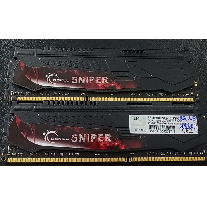 RAM TẢN NHIỆT 8GB DDR3 BUS 1333 overclock 1600 ram bộ hiệu G SKILL SNIPER, hàng tháo máy chính hãng bảo hành 6 tháng