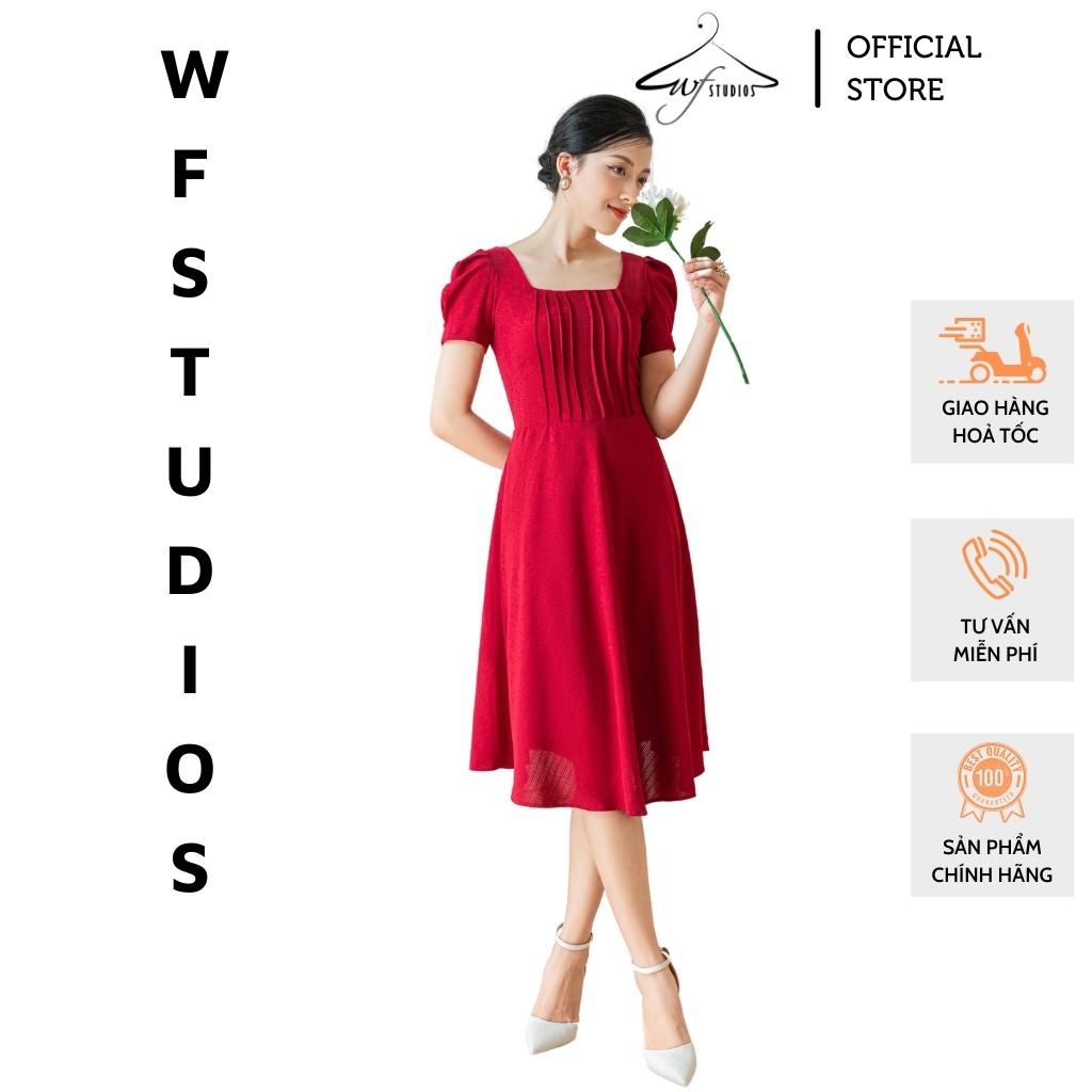 Váy cổ vuông xếp ly Nana Dress - V07 - wfstudios