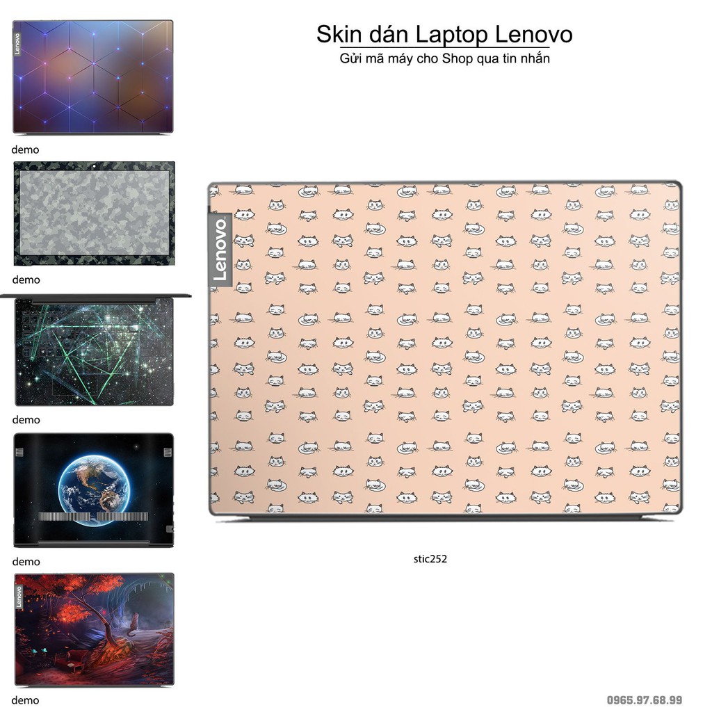 Skin dán Laptop Lenovo in hình mèo con - stic252 (inbox mã máy cho Shop)