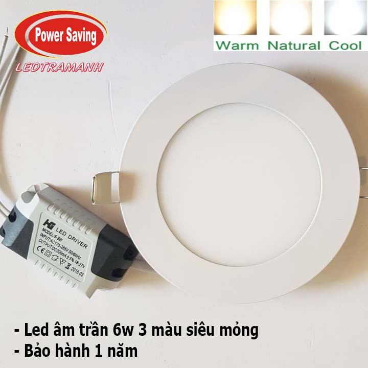 Đèn led âm trần HG 6W 3 chế độ màu siêu mỏng
