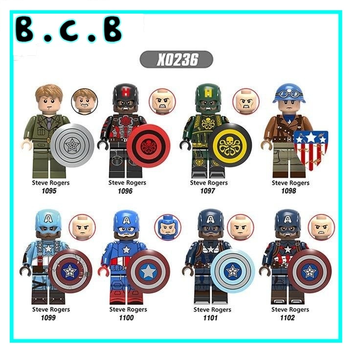 X0236 - Đồ chơi lắp ráp mô hình sáng tạo minifigure nhân vật lego siêu anh hùng marvels các phiên bản captain america