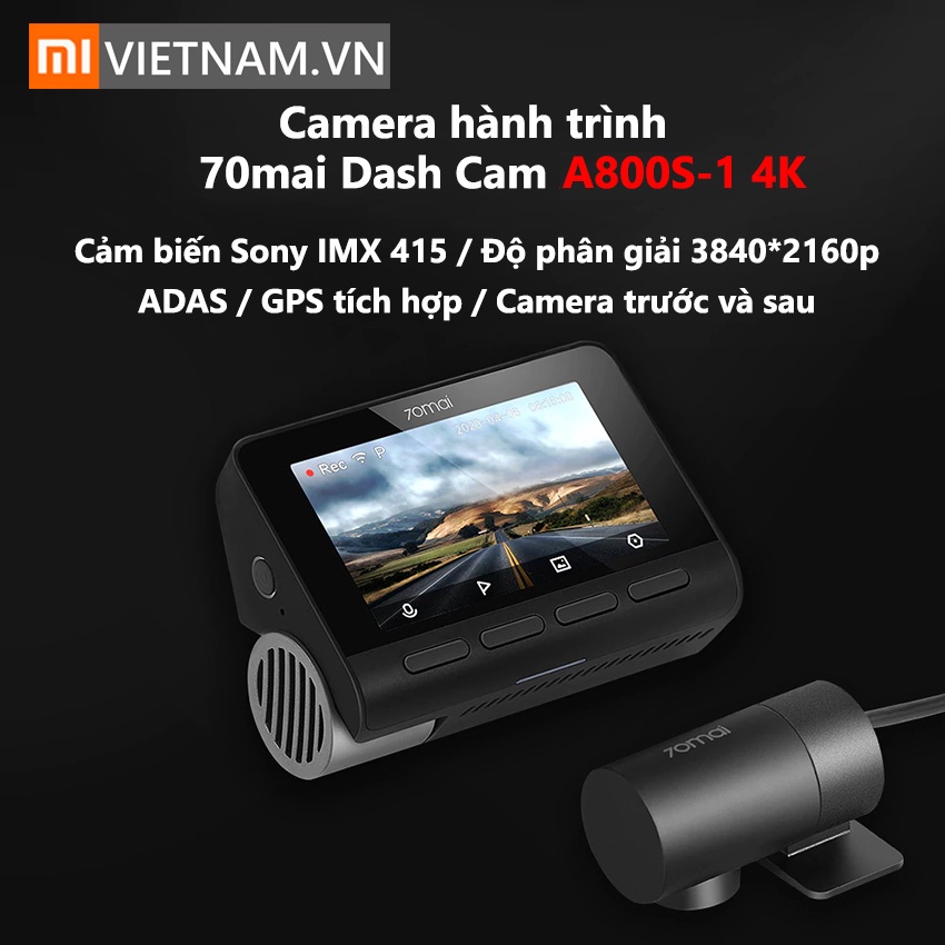 Camera hành trình 70mai Dash Cam A800S&A800S1 bản quốc tế bộ có cả Cam trước và sau-Bảo hành chính hãng
