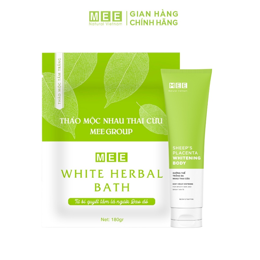 Bộ trắng da nhau thai cừu MEE NATURAL - Thảo mộc tắm trắng kết hợp dưỡng thể nhau thai cừu dưỡng da trắng hồng, mềm mịn