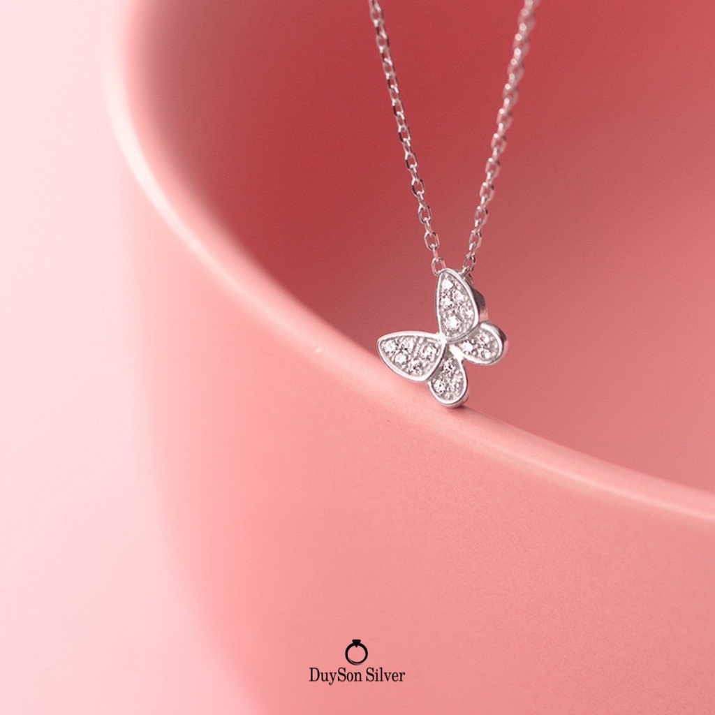Dây chuyền bạc DUYSON SILVER, Vòng cổ bạc 915 Butterfly đính đá cá tính [DCKX32]