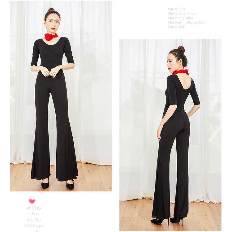 Jiaqi Bộ Áo Liền Quần Quần Dài Màu Đen Dùng Luyện Tập Khiêu Vũ Dành Cho Nữ | BigBuy360 - bigbuy360.vn