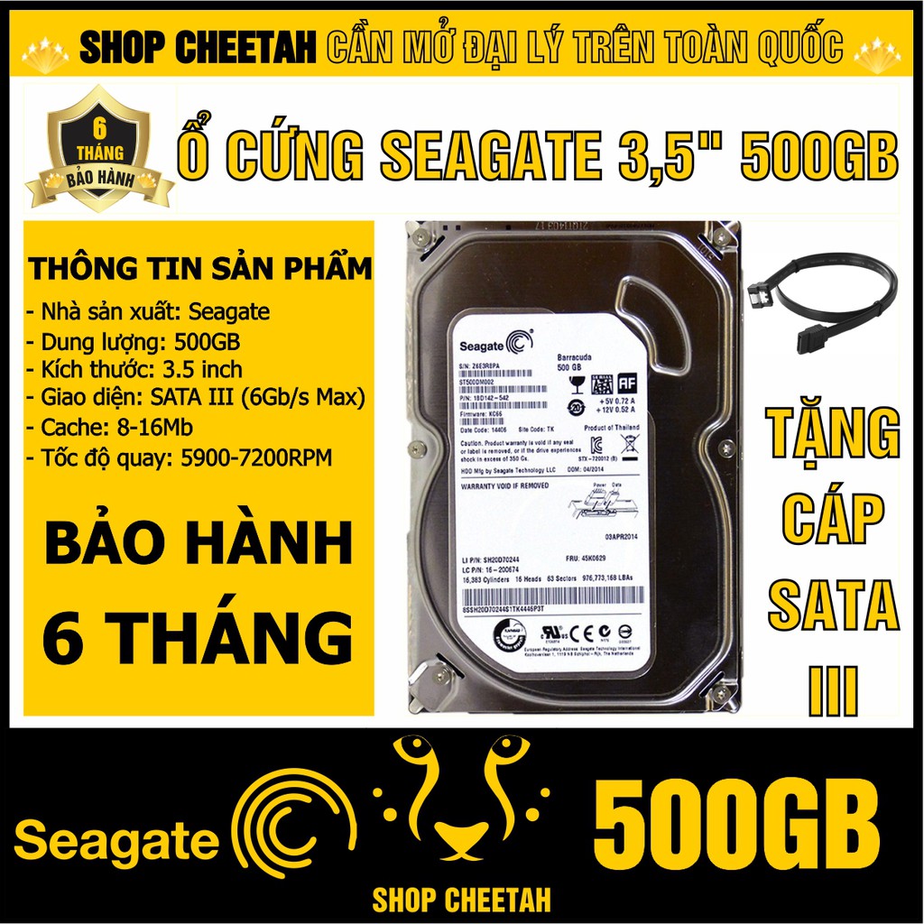 HDD 3.5” Seagate 500GB – Ổ cứng PC chính hãng – Mới 99% – Bảo hành 6 tháng – Tháo từ máy đồng bộ nhập khẩu