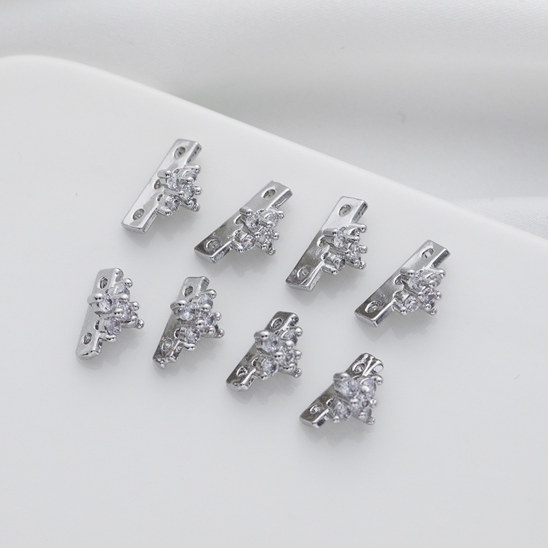 Phụ Kiện Trang Sức Vòng Tay Ba Lỗ Bằng Đồng Mạ Bạch Kim Đính Đá Zircon diy