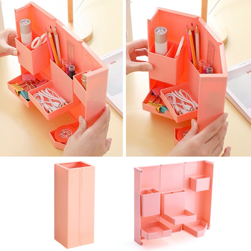 SEL Folding Pencil Case Rectangular Magnetic Stationery Box Office Supplies Student Gift Pen Holder