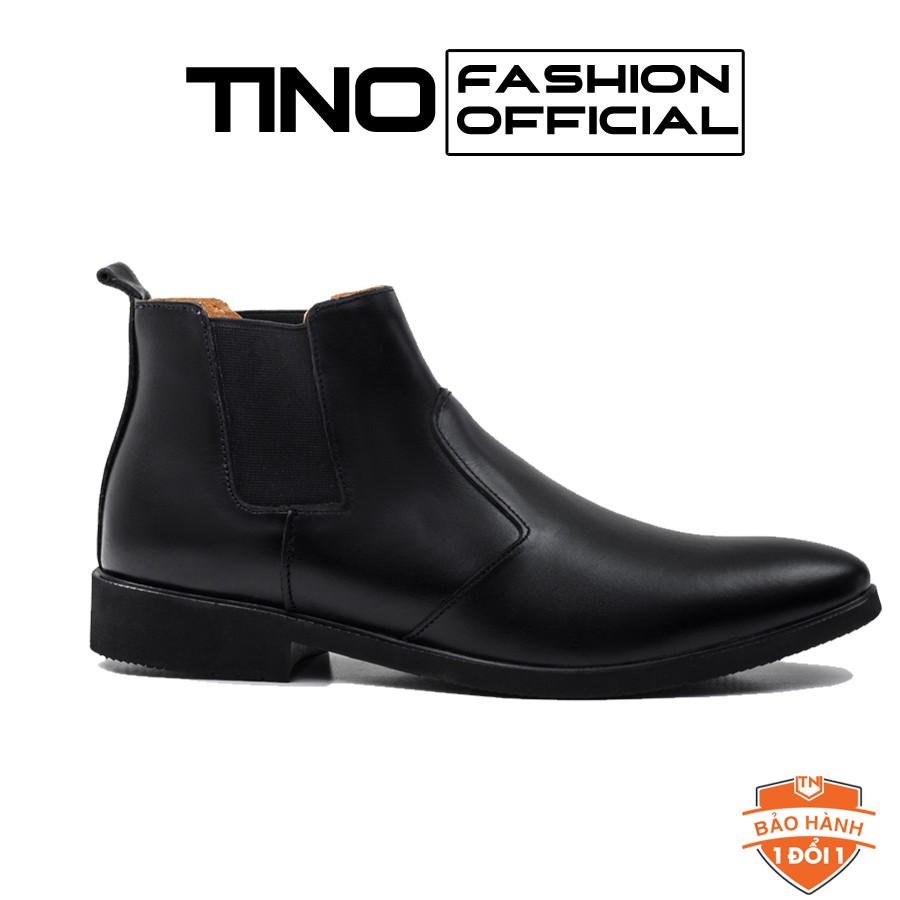 𝐓Ế𝐓 Giày da nam Tino cổ lửng đen lịch lãm CHELSEA BOOTS GC06