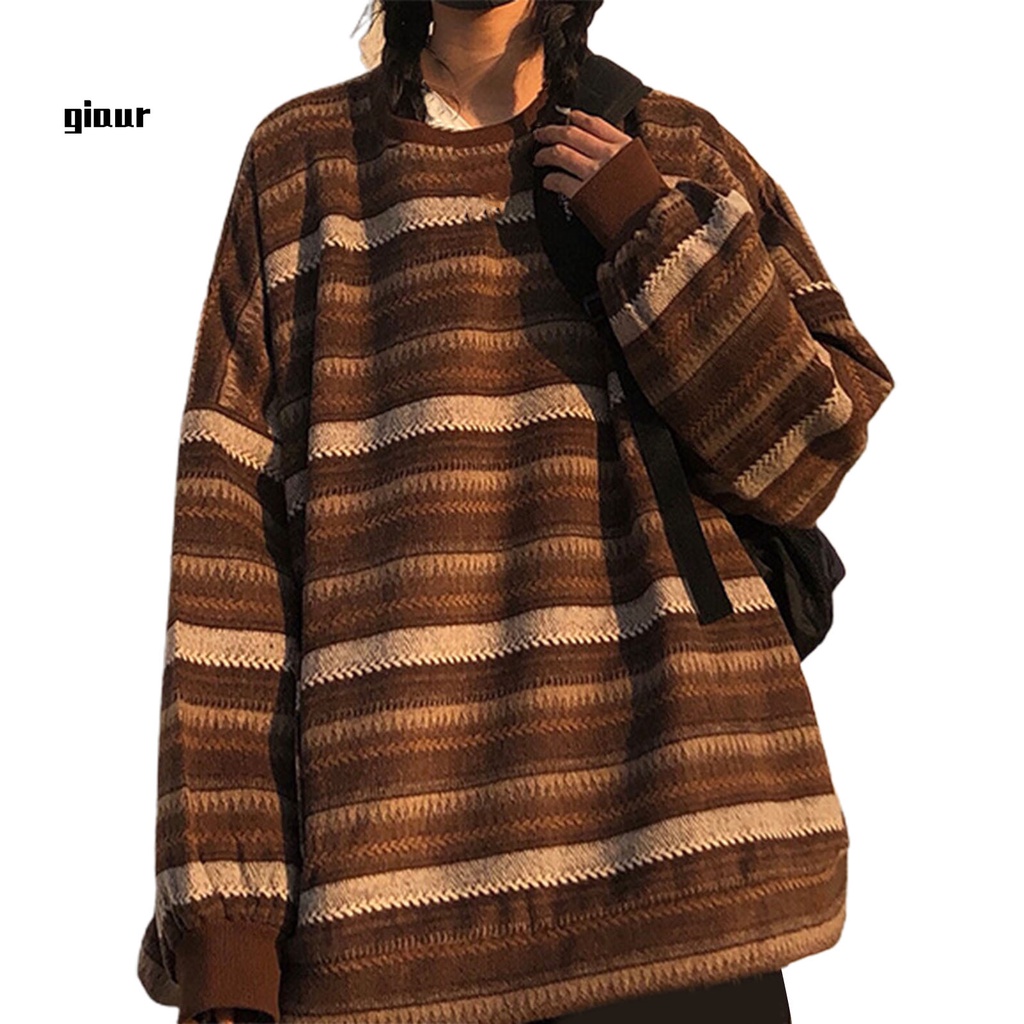 Áo sweater cổ tròn dáng rộng thời trang cho nữ