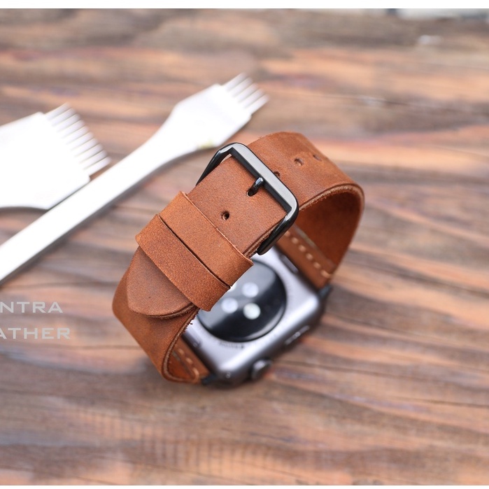 Dây Đồng Hồ Da Bò Sáp Handmade Thay Thế Cho đồng hồ apple watch Full size
