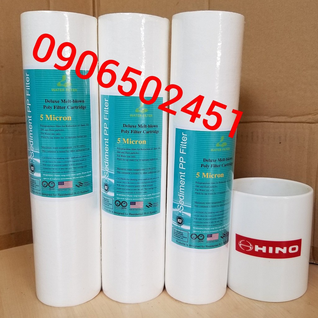 Bộ 10 lõi lọc nước số 1 PP 10inch dùng cho các loại máy lọc nước kangaroo,karofi,sunhose, aqua, yamato....