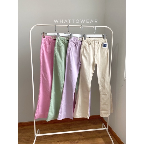 Quần jean loe cạp cao bảng màu pastel nhẹ nhàng