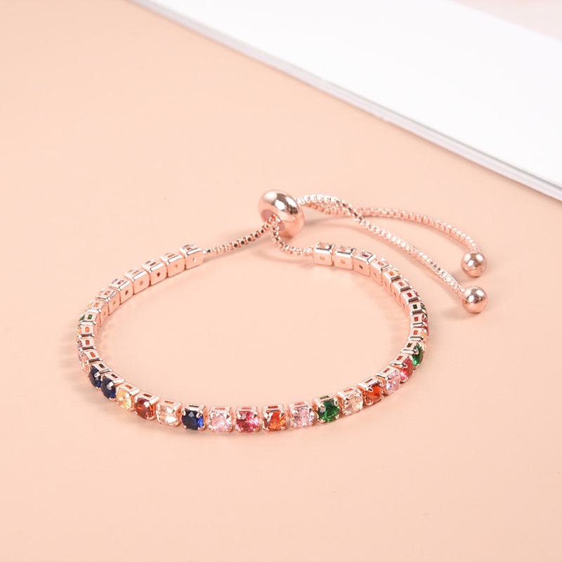 Vòng Tay Đính Đá Zircon Màu Cầu Vồng Sang Trọng Thời Trang Cho Nữ