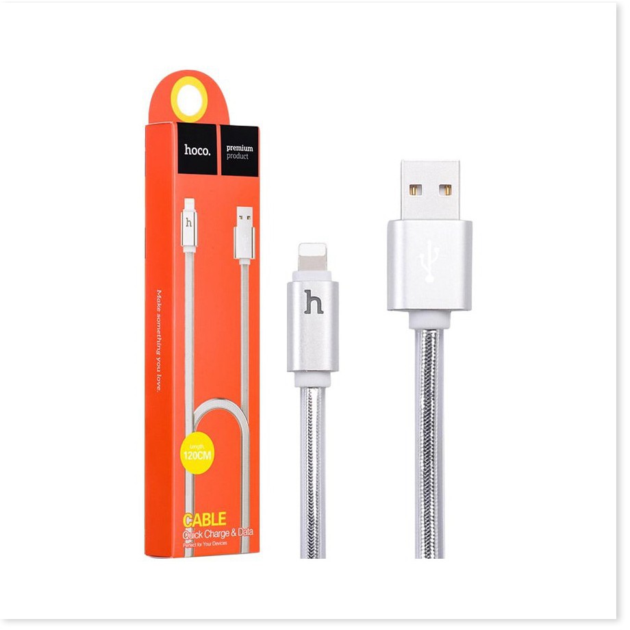 Cáp sạc chính hãng HOCO UPL12 dài 200cm có đèn LED báo sạc đầy chân lightning dùng cho Iphone