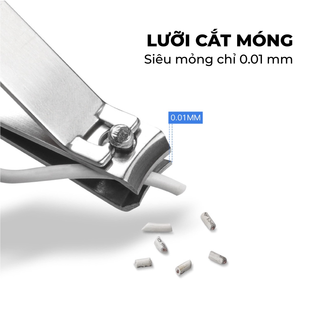 Bộ bấm móng tay SEASOO 3 món, Bộ cắt móng tay thép không gỉ kèm hộp thiếc cao cấp hàng nội địa Trung