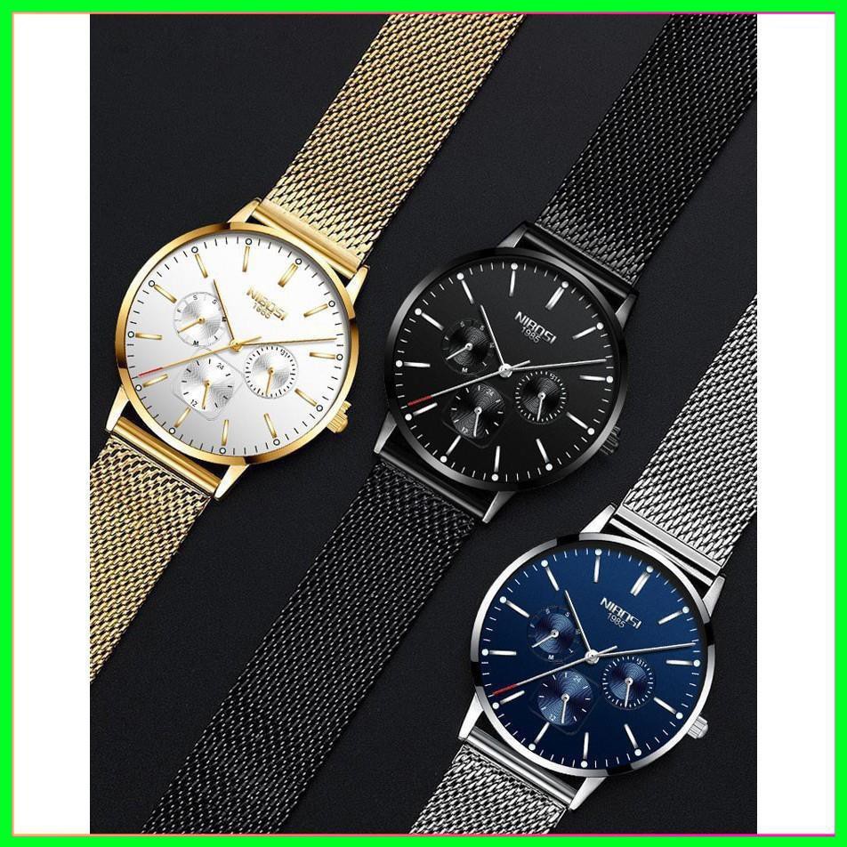 [SIÊU GIẢM GIÁ] ĐỒNG HỒ NAM DÂY LƯỚI HIỆU NIBOSI CHÍNH HÃNG FULL BOX CHẠY ĐỦ 6 KIM LỊCH NGÀY VÀ THỨ | BigBuy360 - bigbuy360.vn